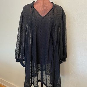 Shear Black Polka Dot Blouse